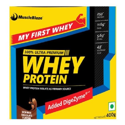 MuscleBlaze Whey Protein My First Whey, 0.88 lb Rich Milk Chocolate MuscleBlaze Whey Protein My First Whey, 0.88 lb Rich Milk Chocolate