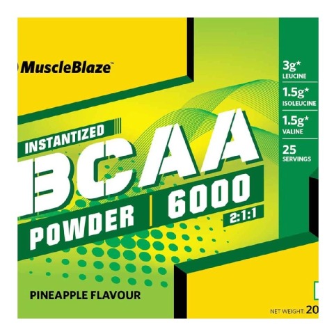 MuscleBlaze BCAA 6000 Amino Acid Powder, 0.44 lb 25 Servings (Pineapple) MuscleBlaze BCAA 6000 Amino Acid Powder, 0.44 lb 25 Servings (Pineapple)