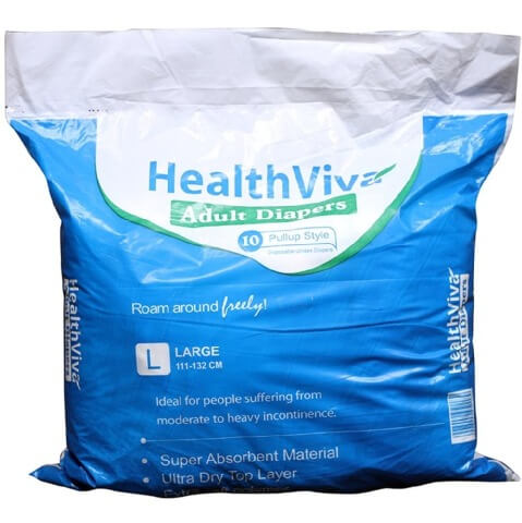HealthViva Pull Up Adult Diapers,  Large  10 