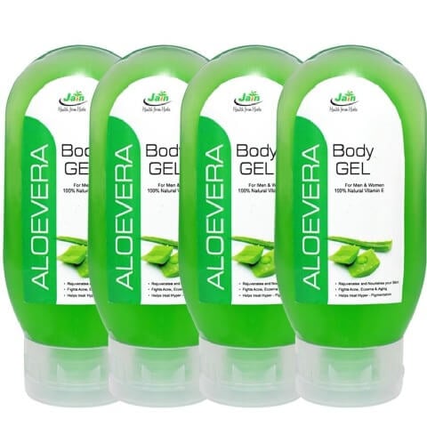 Jain Aloe Vera Gel (Pack of 4), 120 g 100% Natural Vitamin E Jain Aloe Vera Gel (Pack of 4), 120 g 100% Natural Vitamin E