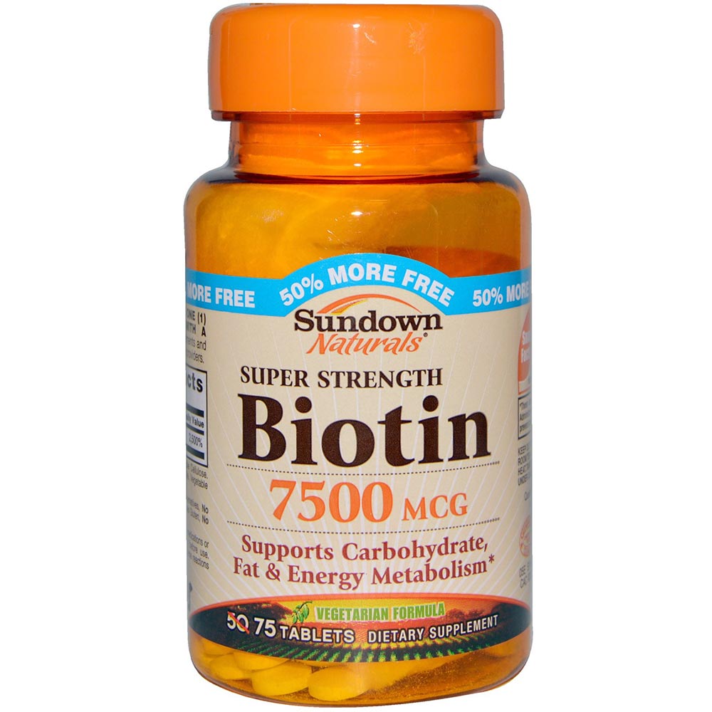 Sundown Naturals Super Strength Biotin (7500 mcg),  Unflavoured  75 tablet(s) 