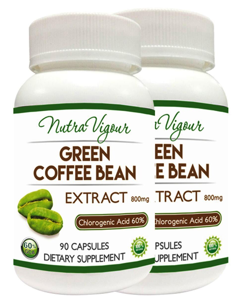 Nutra Vigour Green Coffee Bean Extract (800mg) (Pack of 2),  90 capsules 