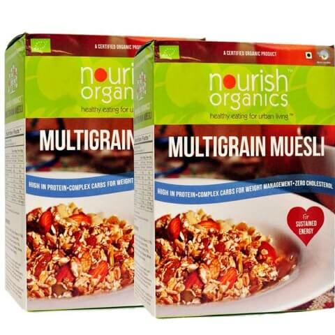 Nourish Organics Multi Grain Muesli (Pack of 2), Unflavoured 350 g Nourish Organics Multi Grain Muesli (Pack of 2), Unflavoured 350 g