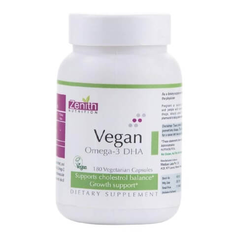 Zenith Nutrition Vegan Omega-3 DHA,  180 capsules 