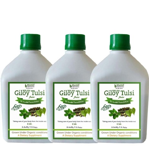 Bhumija Giloy Tulsi Juice - Pack of 3, Sugar Free 1 L Bhumija Giloy Tulsi Juice - Pack of 3, Sugar Free 1 L