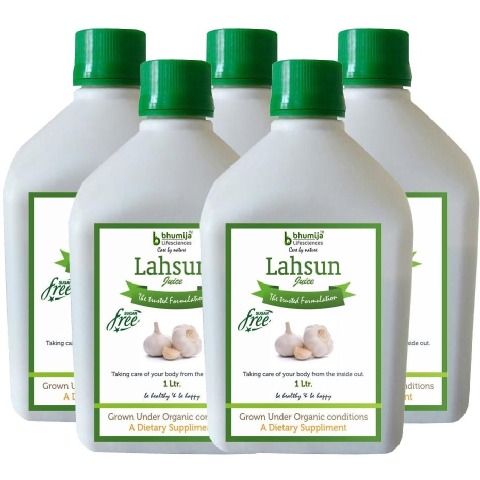 Bhumija Lahsun Juice - Pack of 5, Sugar Free 1 L Bhumija Lahsun Juice - Pack of 5, Sugar Free 1 L