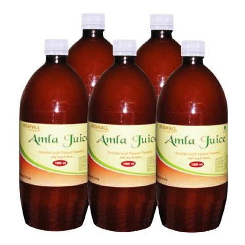 Patanjali Amla Juice - Pack of 5, Unflavoured 1 L Patanjali Amla Juice - Pack of 5, Unflavoured 1 L