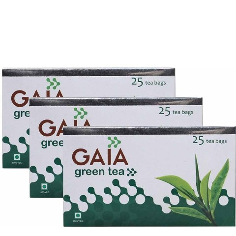 GAIA Green Tea, 25 Piece(s)/Pack Unflavoured - Pack of 3 GAIA Green Tea, 25 Piece(s)/Pack Unflavoured - Pack of 3