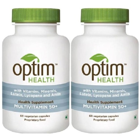 OptimHealth Multivitamin 50+ Health Supplement, Unflavoured 60 veggie capsule(s) - Pack of 2 OptimHealth Multivitamin 50+ Health Supplement, Unflavoured 60 veggie capsule(s) - Pack of 2
