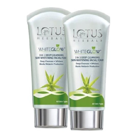 Lotus Herbals Whiteglow Facial Foam, 100 g Whitening (3 in 1) - Pack of 2 Lotus Herbals Whiteglow Facial Foam, 100 g Whitening (3 in 1) - Pack of 2