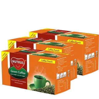 Nutrus Green Coffee Punch (Pack of 3), 20 sachets/pack