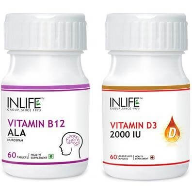 INLIFE Vitamin B12 D3 Combo, 2 Piece(s)/Pack Unflavoured