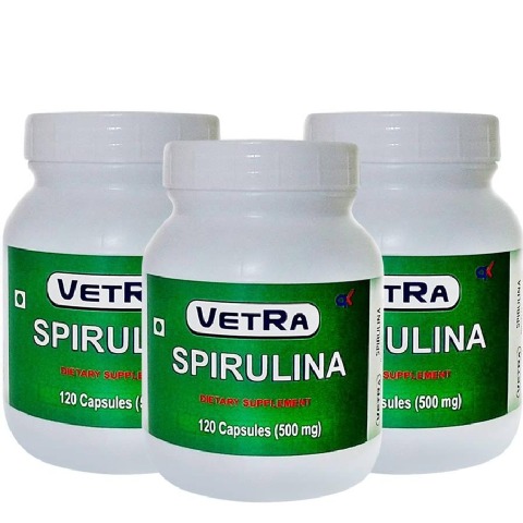 Vetra Spirulina (500 mg) - Pack of 3 120 capsules Vetra Spirulina (500 mg) - Pack of 3 120 capsules