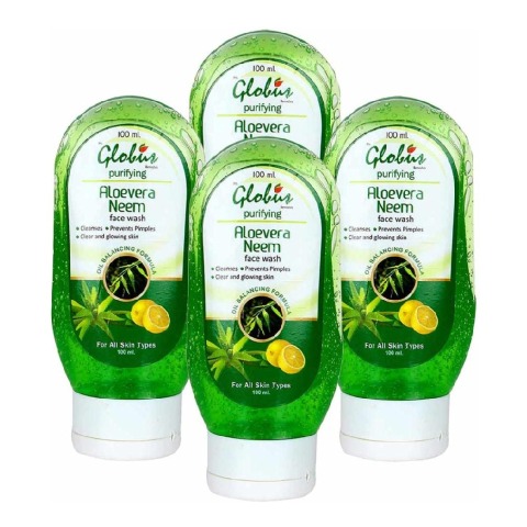 Globus Neem & Aloevera Face Wash - Pack of 4 100 ml All Skin Type Globus Neem & Aloevera Face Wash - Pack of 4 100 ml All Skin Type