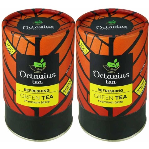 Octavius Refreshing Green Tea - Pack of 2 0.1 kg Ginger Octavius Refreshing Green Tea - Pack of 2 0.1 kg Ginger