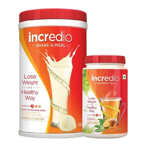 Incredio Weight Loss Shake, 0.5 kg Vanilla & ReFresh Tea, 0.2 kg Honey Lemon Incredio Weight Loss Shake, 0.5 kg Vanilla & ReFresh Tea, 0.2 kg Honey Lemon