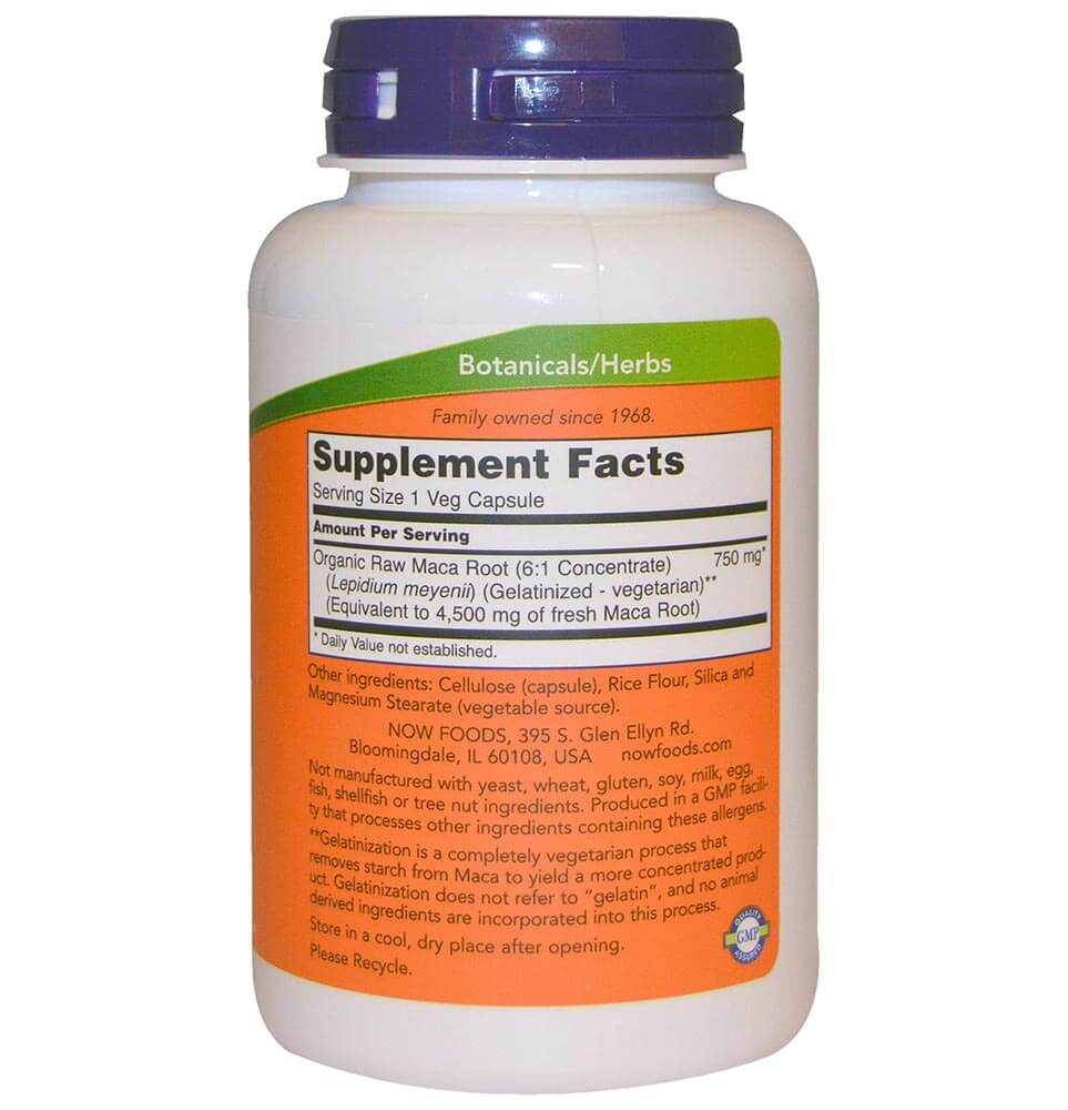 Now Raw Maca 750 mg,  90 veggie capsule(s) 
