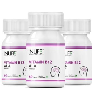 INLIFE Vitamin B12 + ALA (Pack of 3), Unflavoured 60 tablet(s)