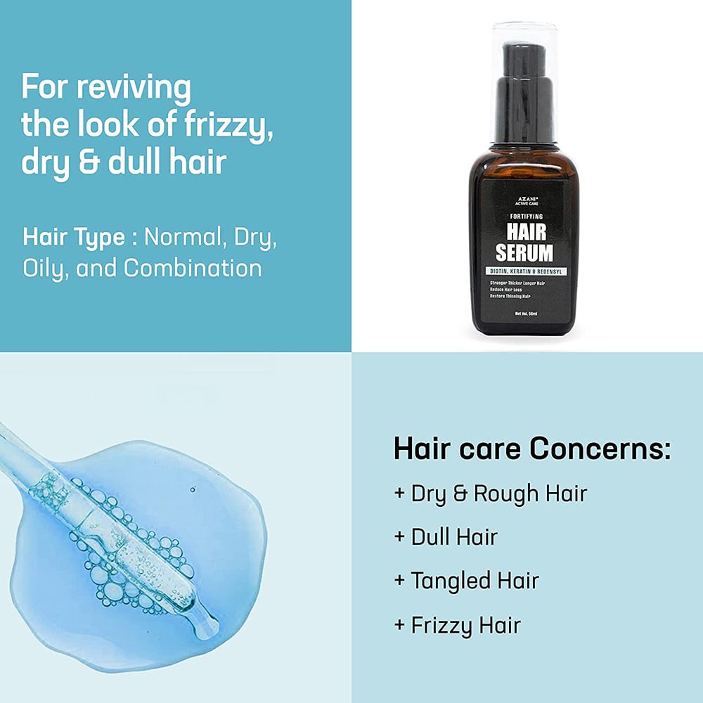 3 - Azani Active Care Hair Serum,  50 ml  with Biotin, Keratin & Redensyl 