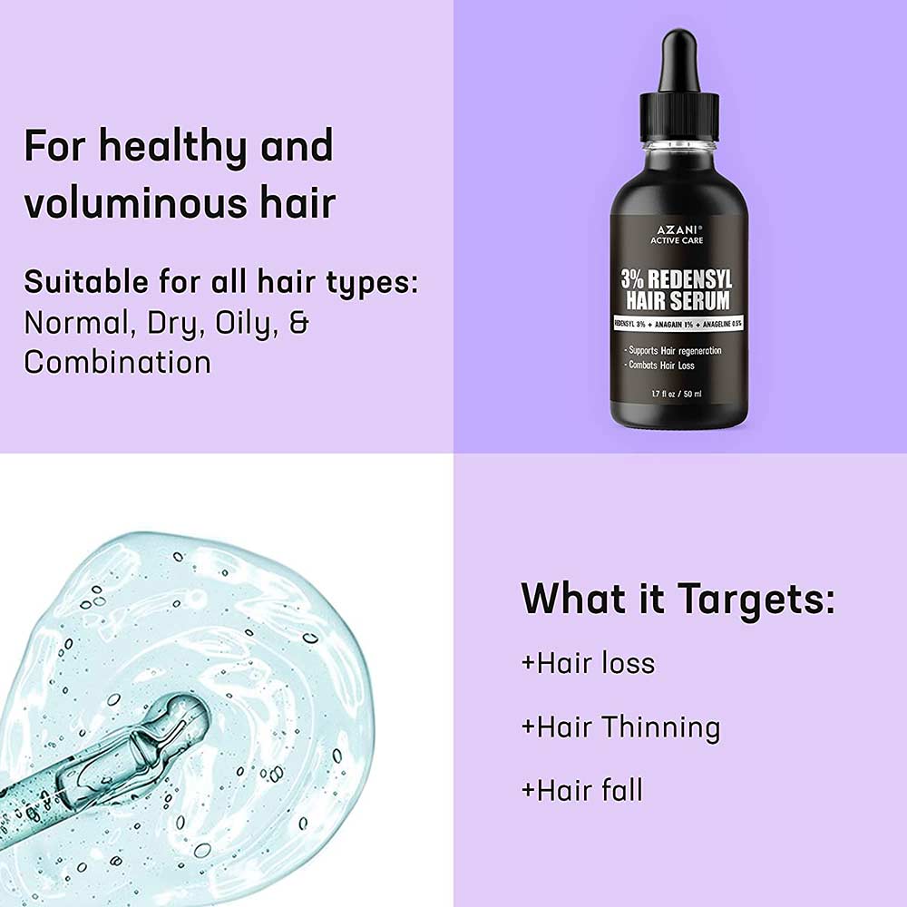 4 - Azani Active Care 3% Redensyl Hair Serum,  50 ml  for All Hair Types (Pack of 2) 