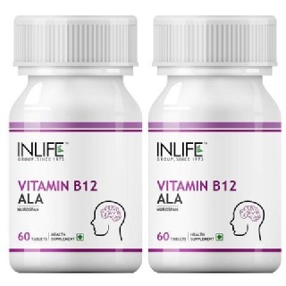 INLIFE Vitamin B12 + ALA (Pack of 2), Unflavoured 60 tablet(s)