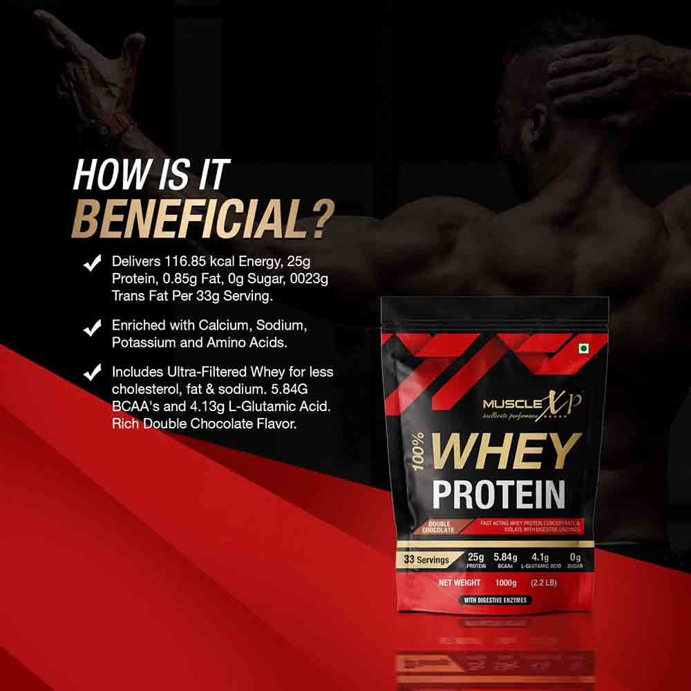 6 - MuscleXP 100% Whey Protein with Digestive Enzyme,  2.2 lb  Double Chocolate 