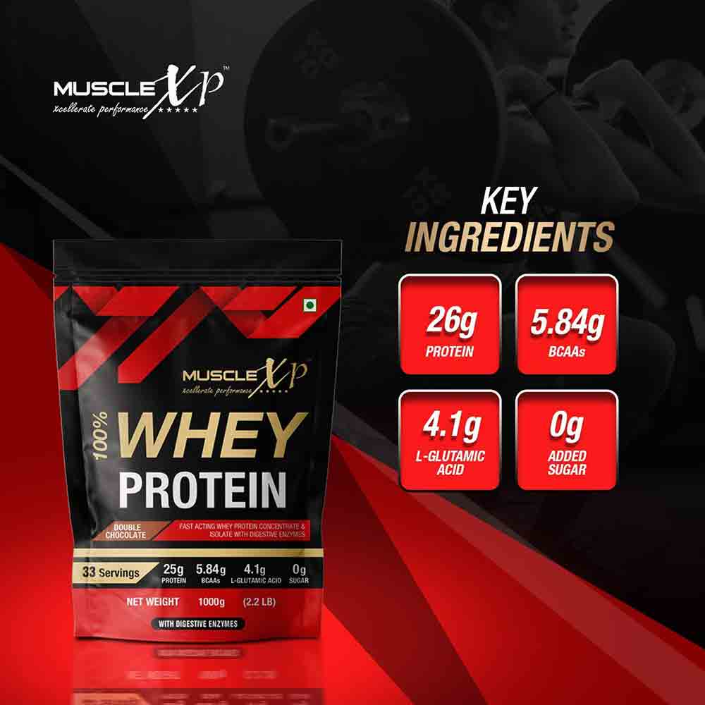 3 - MuscleXP 100% Whey Protein with Digestive Enzyme,  2.2 lb  Double Chocolate Pack of 2 