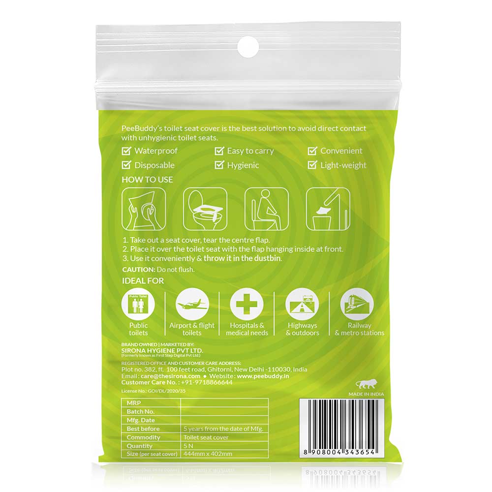 7 - PeeBuddy Waterproof Toilet Seat Cover,  5 Piece(s)/Pack  Avoid Direct Contact with Unhygienic 