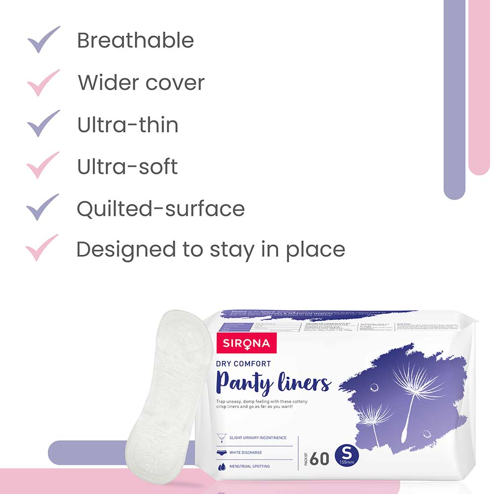 4 - Sirona Ultra-Thin Premium Panty Liners,  60 Piece(s)/Pack  Regular Flow (Small) 