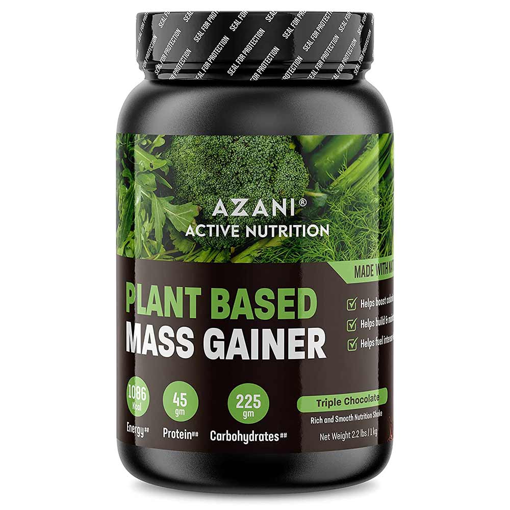 1 - Azani Active Nutrition Plant Based Mass Gainer,  2.2 lb  Triple Chocolate 