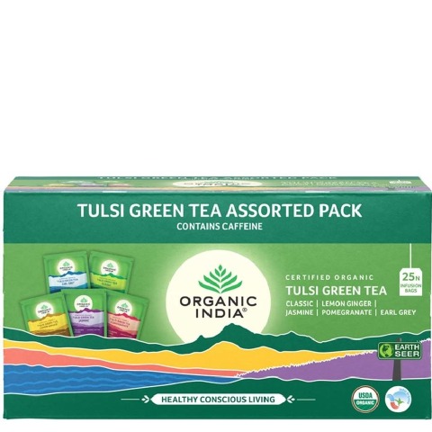 1 - Organic India Tulsi Green Tea,  25 Piece(s)/Pack  Assorted Pack 