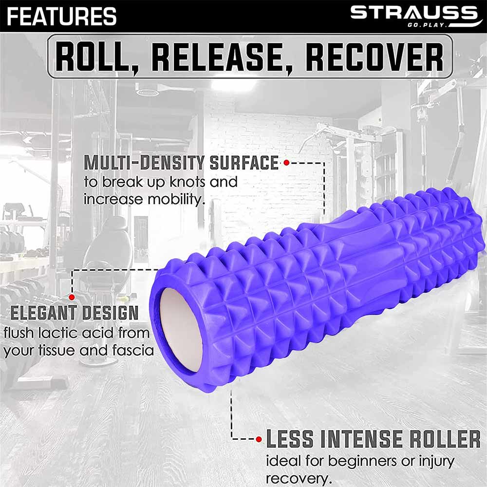 2 - Strauss Grid Yoga Massage Foam Roller,  Purple  45cm 
