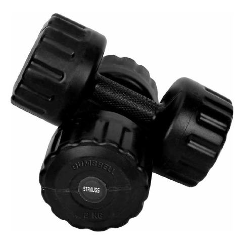 1 - Strauss PVC Dumbbell Set, Black 2 kg