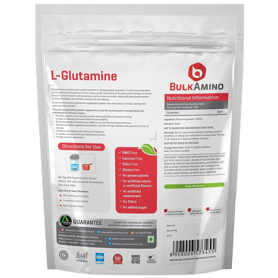 Advance Nutratech Bulk Amino L-Glutamine,  1.1 lb  Unflavoured 