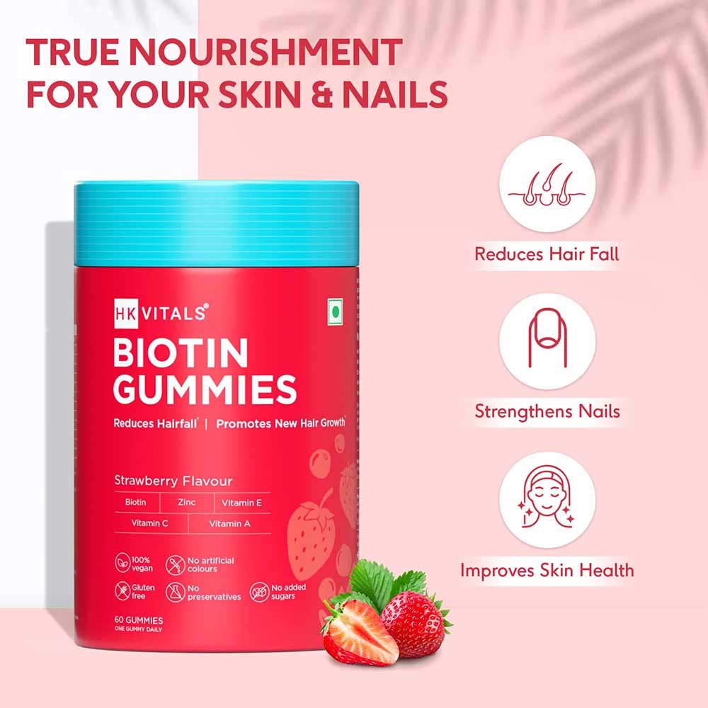 3 - HealthKart HK Vital Biotin OP,  60 gummies  Strawberry 