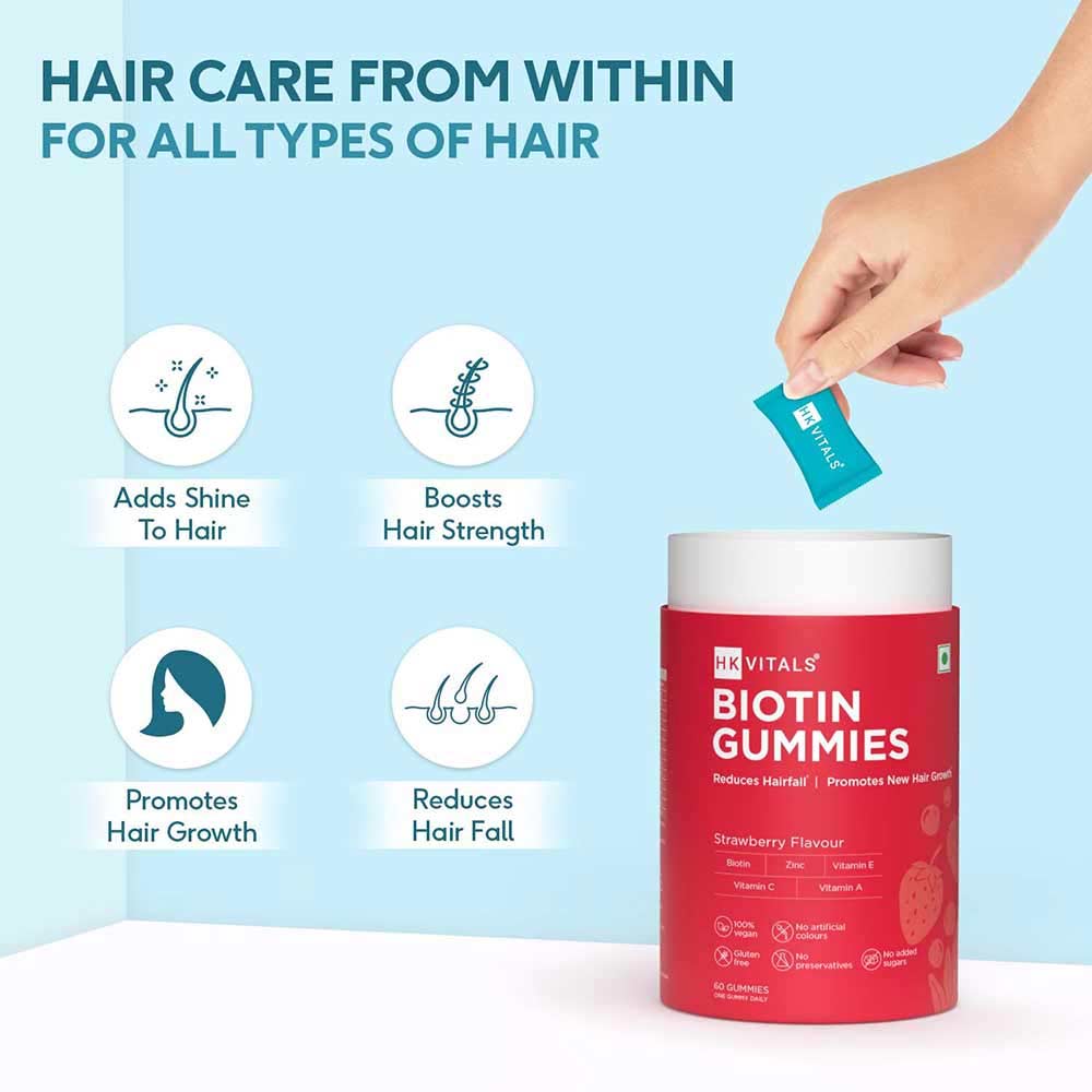 8 - HealthKart HK Vital Biotin OP,  60 gummies  Strawberry 