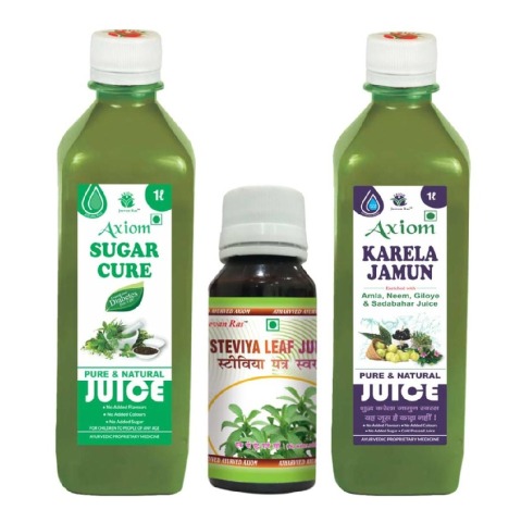 1 - Axiom Karela Jamun Juice 1 ltr + Sugar Cure 1 ltr + Stevia 60ml Combo, Natural 3 Piece(s)/Pack