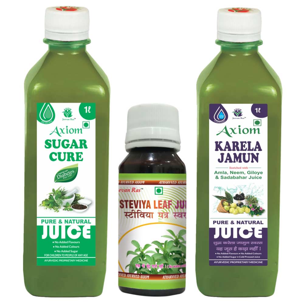 1 - Axiom Karela Jamun Juice 1 ltr + Sugar Cure 1 ltr + Stevia 60ml Combo,  Natural  3 Piece(s)/Pack 