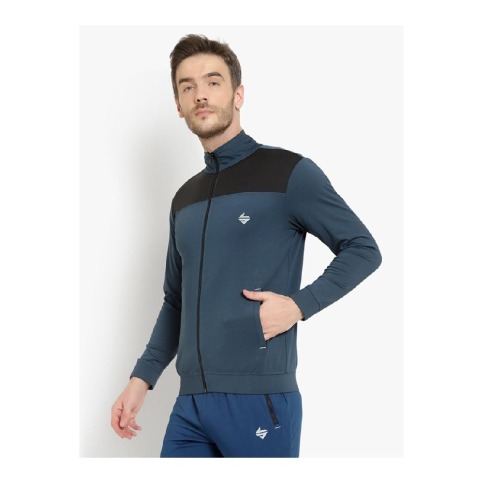 1 - John Ally Color block Jacket with Two Side Zipper Pocket,  Airforce  XL 