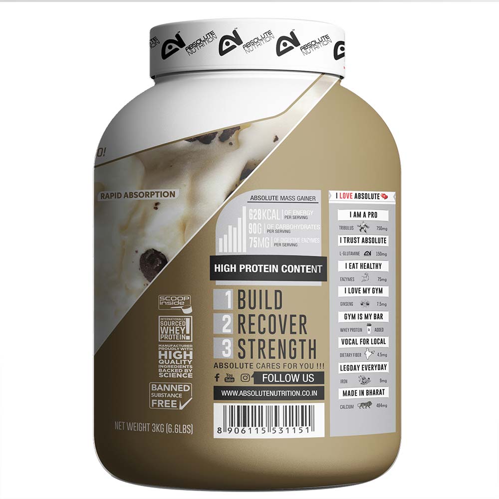 3 - Absolute Nutrition Mass Gainer,  6.6 lb  Cookies and Cream 