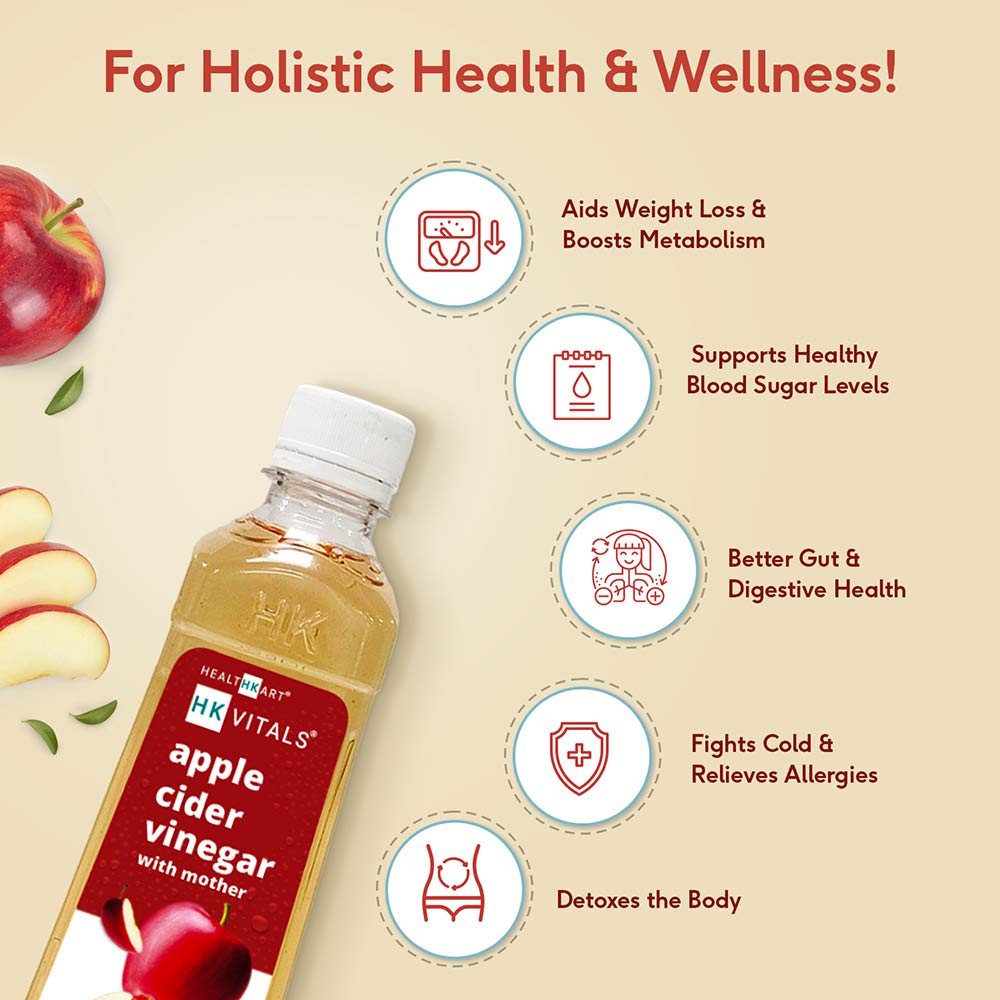 6 - HK Vitals Apple Cider Vinegar with Mother by Healthkart,  0.5 L  Unflavoured