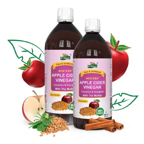 1 - Dr. Patkar's Apple Cider Vinegar (Pack of 2), 1 L Cinnamon & Fenugreek