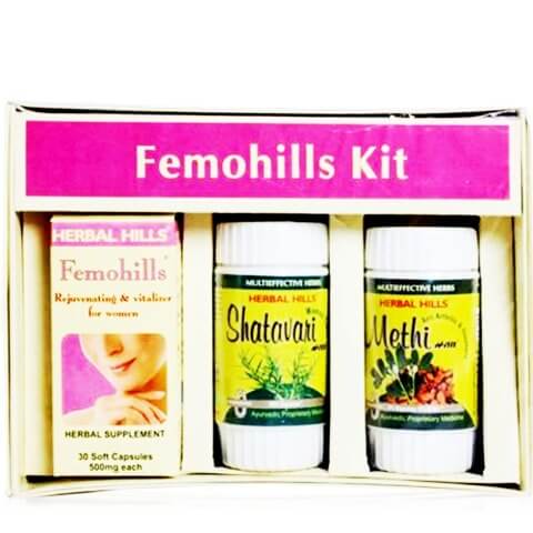 Herbal Hills Femohills Kit (Femohills, Shatavarihills,Methihills), 180 capsules Herbal Hills Femohills Kit (Femohills, Shatavarihills,Methihills), 180 capsules
