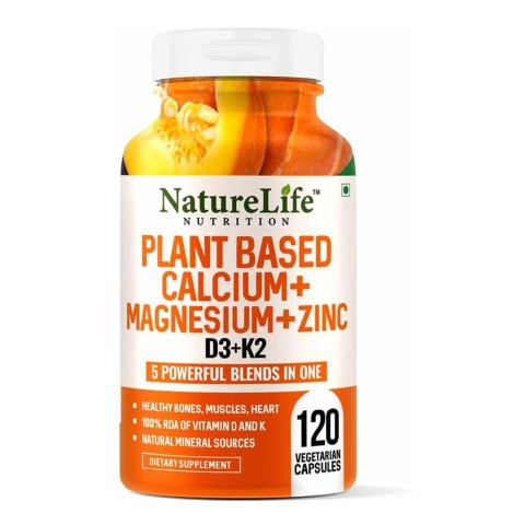 1 - NatureLife Nutrition Plant Based Calcium+Magnesium+Zinc D3 & K2,  120 capsules  Unflavoured 
