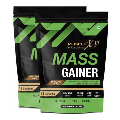 1 - MuscleXP Mass Gainer, 2.2 lb Chocolate Fudge (Pack of 2)
