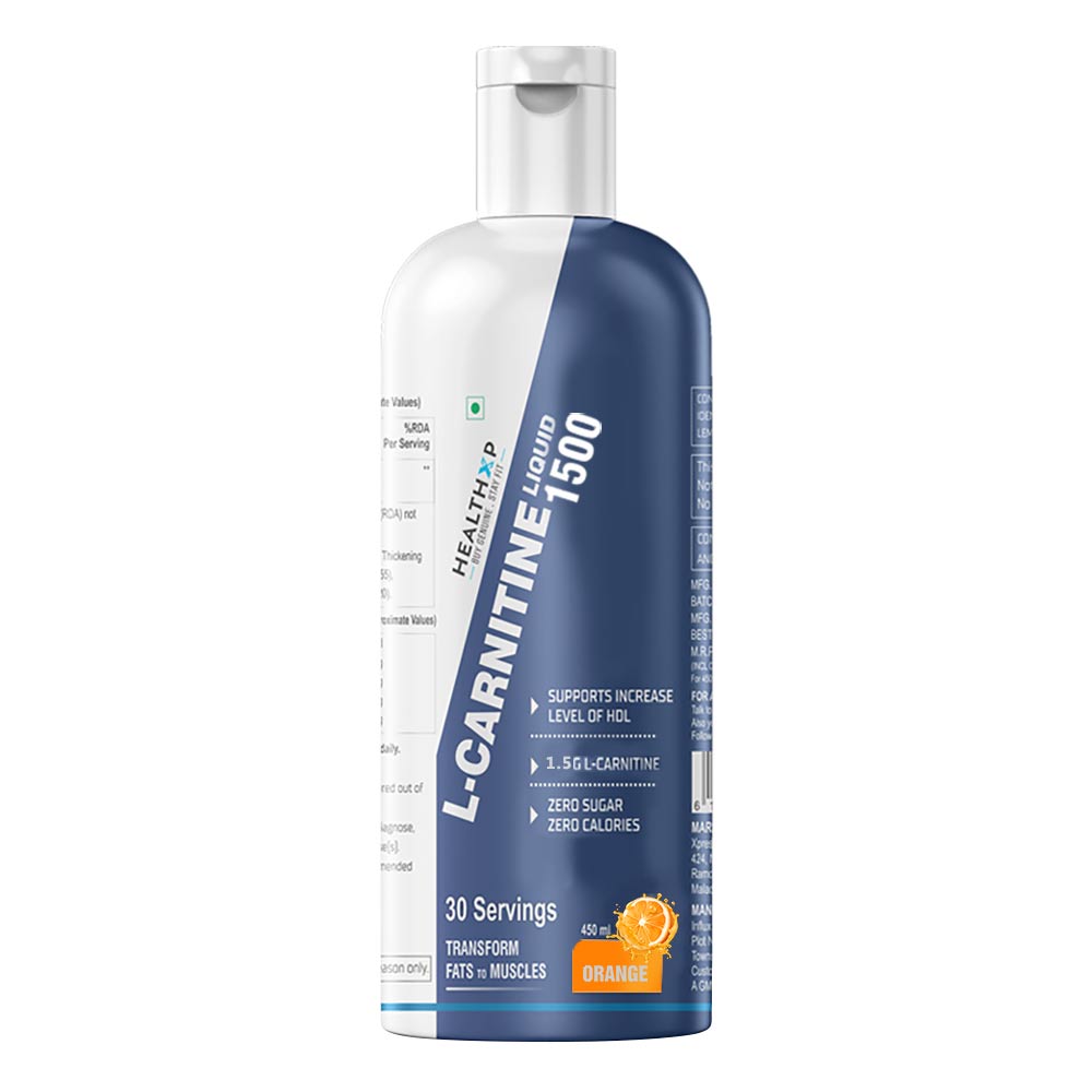 3 - HealthXP L Carnitine Liquid 1500 mg,  450 ml  Orange 
