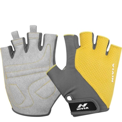 1 - Nivia Coral Sports Gloves, Yellow/Grey Large