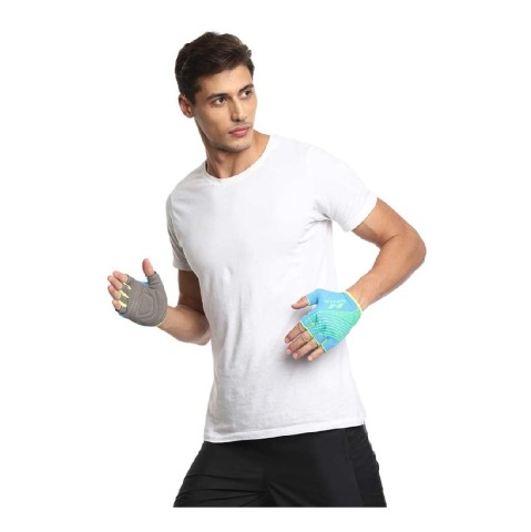 5 - Nivia Taipen Sports Gloves, S.Blue/Grey Large