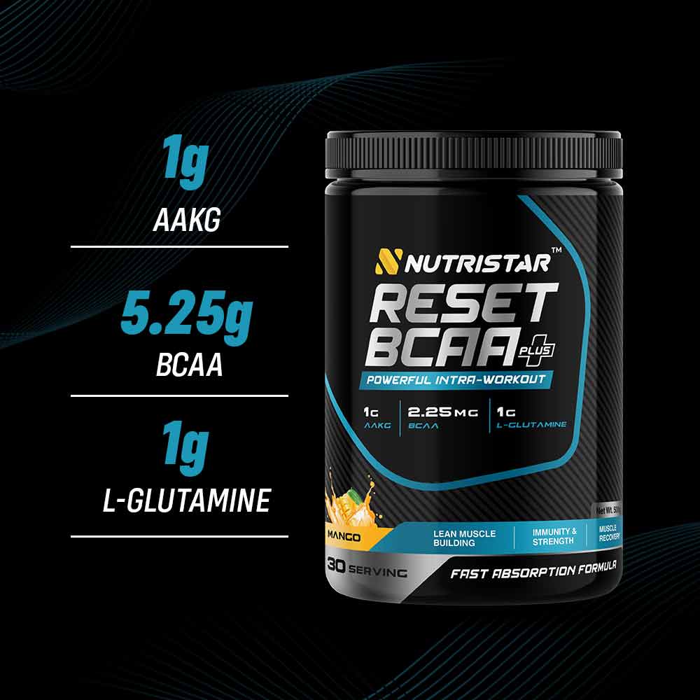 3 - Nutristar Reset BCAA Plus,  0.77 lb  35 Servings  Green Apple 