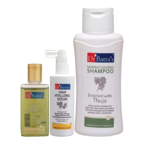 Dr Batra's Hair Vitalizing Serum, Dandruff Cleansing Shampoo - 500 ml & Hair Oil - 100 ml Combo,  3 Piece(s)/Pack  Dandruff Control 
